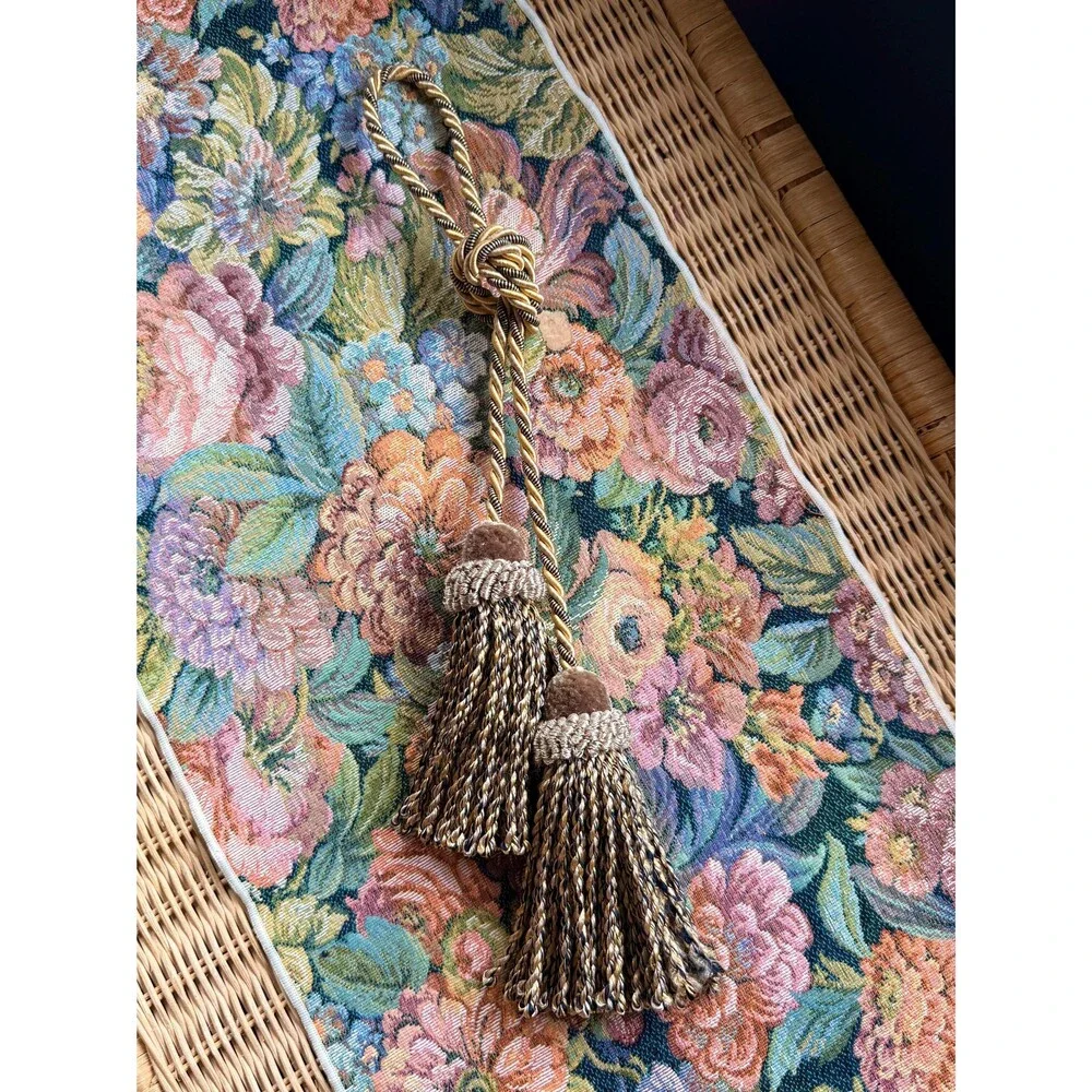 Vintage Curtain Tieback Double Tassel Drapery Holdback Traditional Window Decor